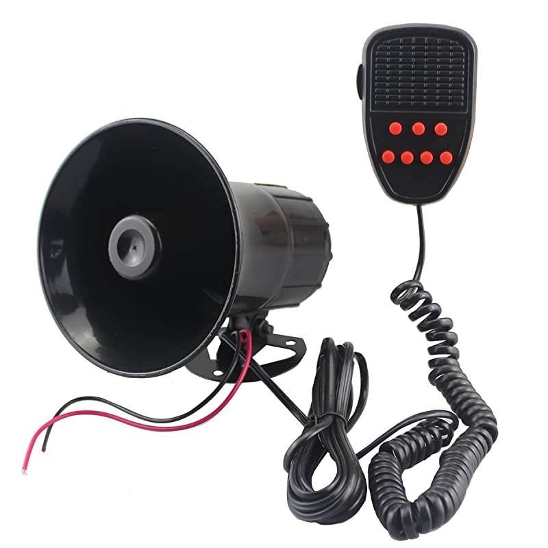 Car Siren Speaker 12v 50w 7 Tones Sound Electronic Car Siren Vehicle Horn with Mic PA Speaker System Amplifier Emergency Sound for Cars Vans Trucks Motorcycles