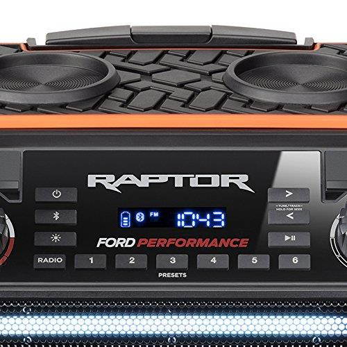ION Audio Raptor | Ultra-Portable 100-watt Wireless Water-Resistant Speaker with 75-hour Rechargeable Battery, Bluetooth Streaming, AM/FM Radio and Multi-Color Light Bar