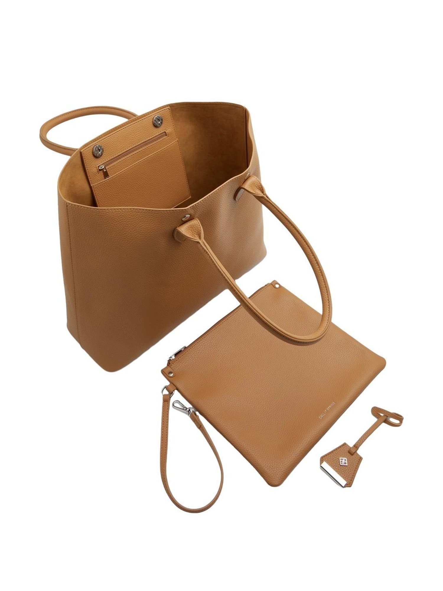 Call It Spring Beige Solid Large Tote Handbag