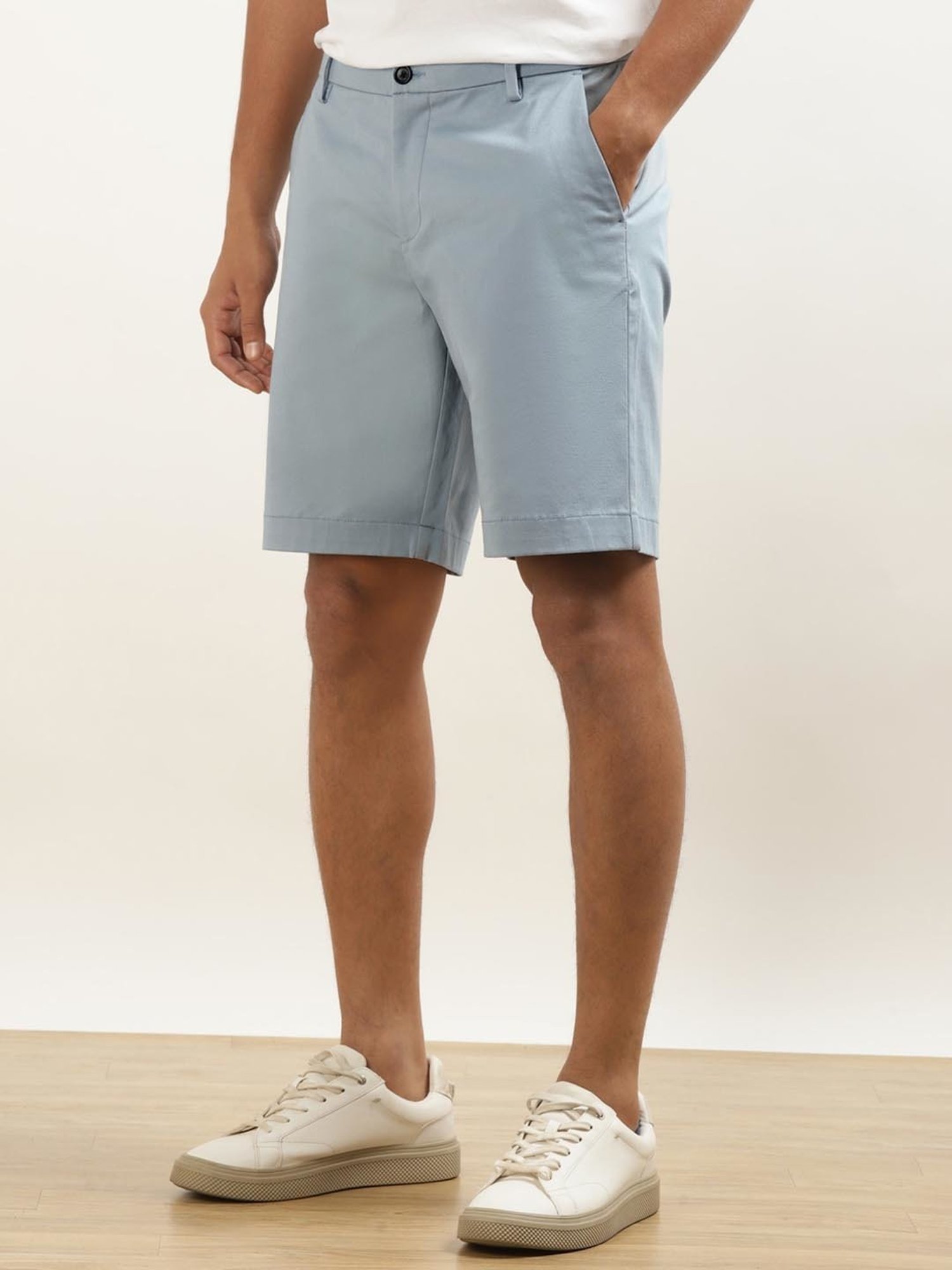 Andamen Blue Cotton Regular Fit Shorts