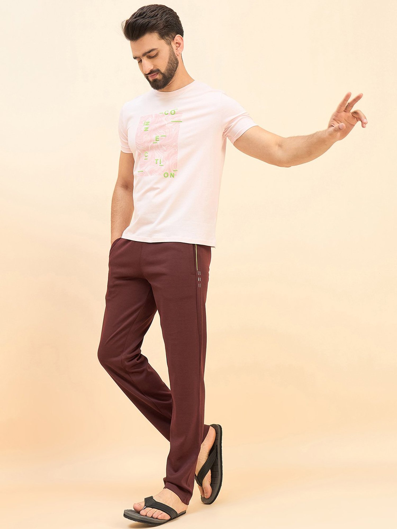 Sweet Dreams Light Pink Regular Fit Printed Crew T-Shirt