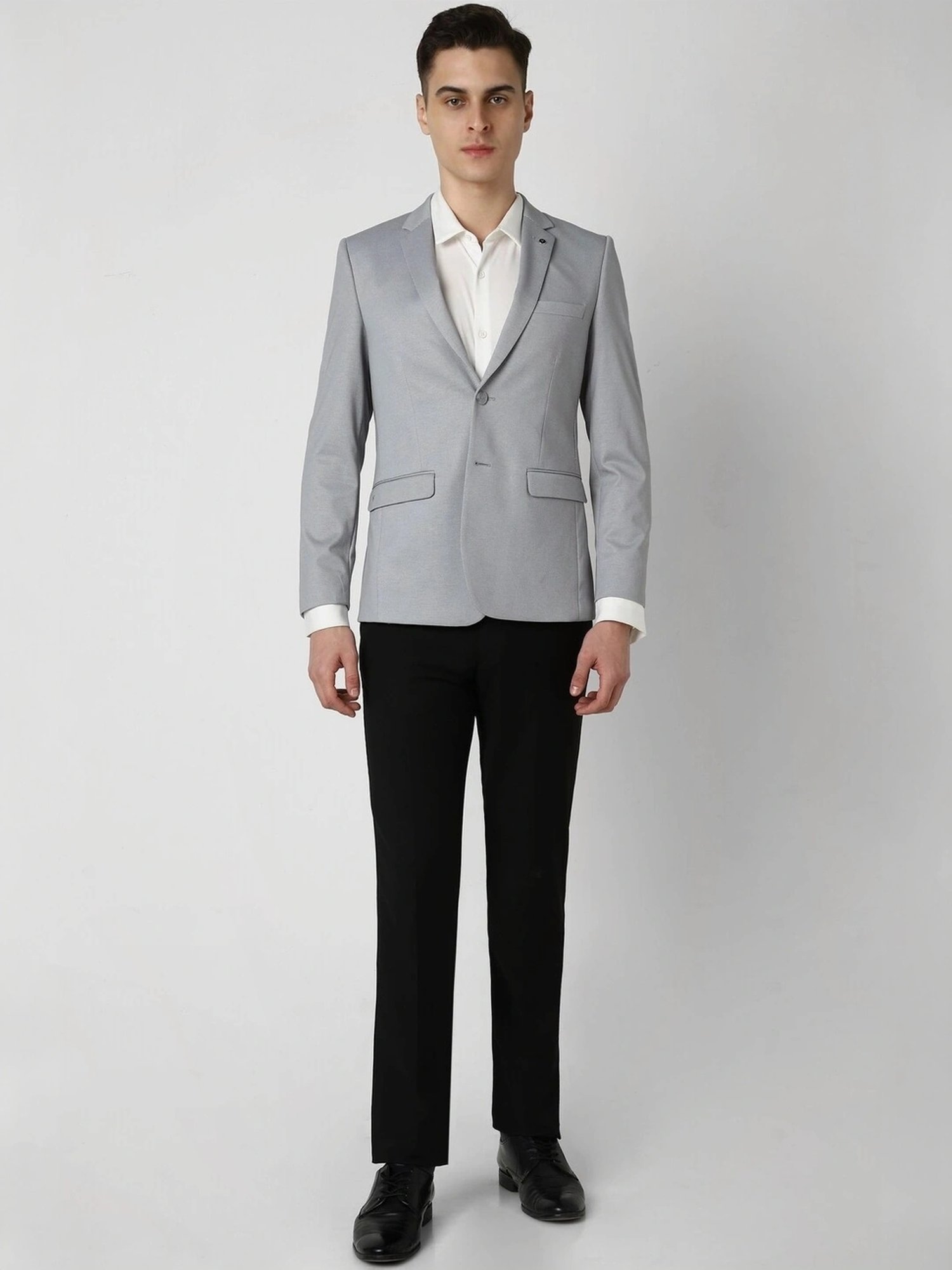 Van Heusen Grey Slim Fit Texture Blazer