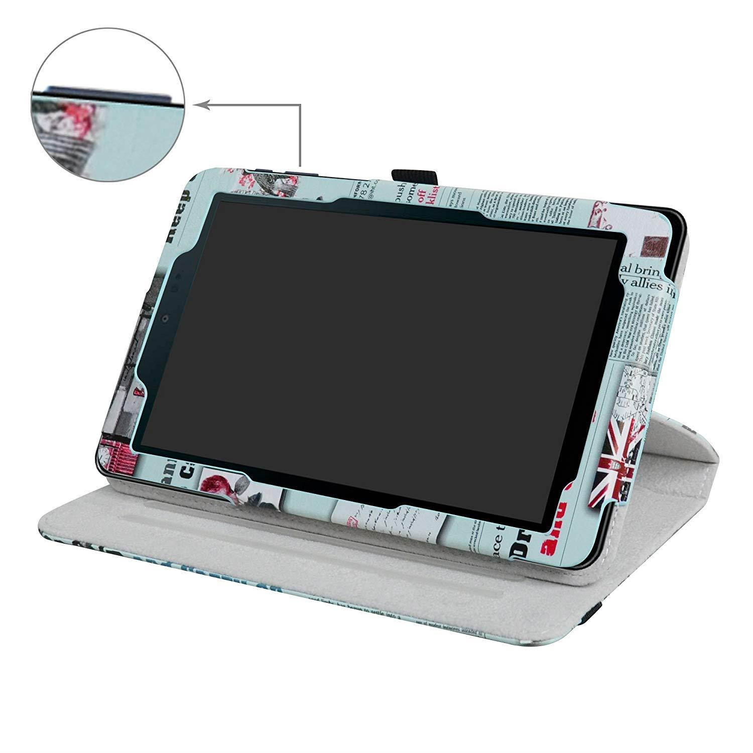 Sprint Slate 8" Tablet Rotating Case,Mama Mouth 360 Degree Rotary Stand with Cute Cover for 8" Sprint Slate 8 (AQT80) / Sprint Slate 8 Plus Android Tablet,Newspaper