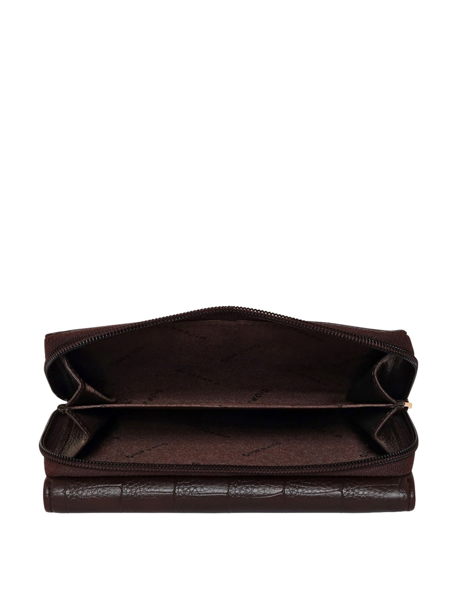 Giordano Brown Textured Tri-Fold Wallet for Women