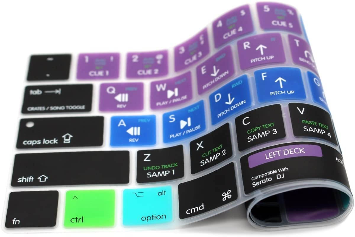 HRH Serato DJ Shortcuts Hotkey Silicone Keyboard Cover Skin for MacBook New Pro with Touch Bar 13 Inch and 15 Inch (A2159/A1989/A1706,A1990/A1707) 2019 2018 2016 2017 Release US Version