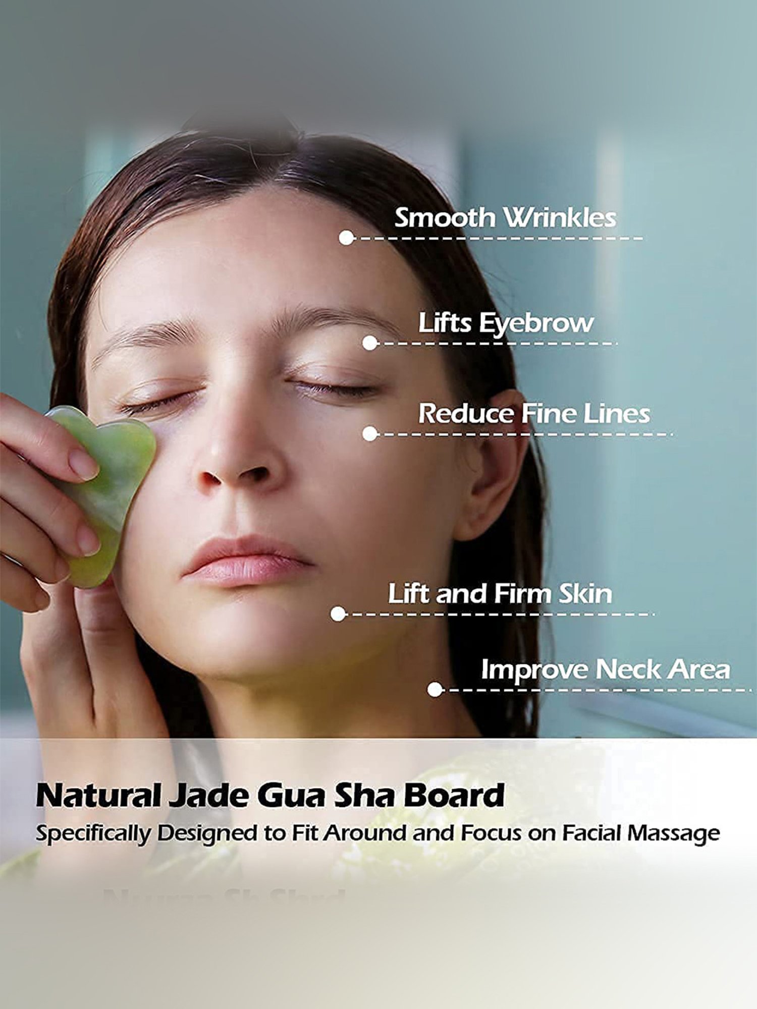 Kazarmaa Jade Roller with Gua Sha Face Massager Set