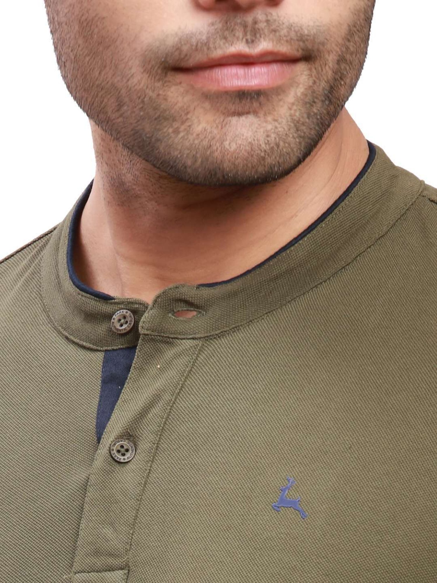 Parx Olive Regular Fit Henley T-Shirt