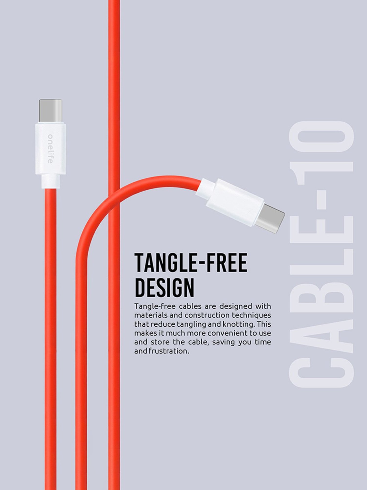 Onelife 10 65 Watt C to C Data Cable with Transfer Speed up to 480 Mbps ( Red)