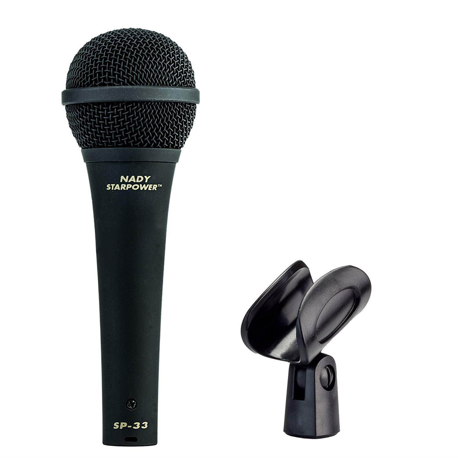 Nady SP-33 Dynamic Vocal Microphone - 50Hz-16kHz frequency range, aluminum alloy voice coil and easy-to-grip comfortable rubber coating, incudes microphone clip
