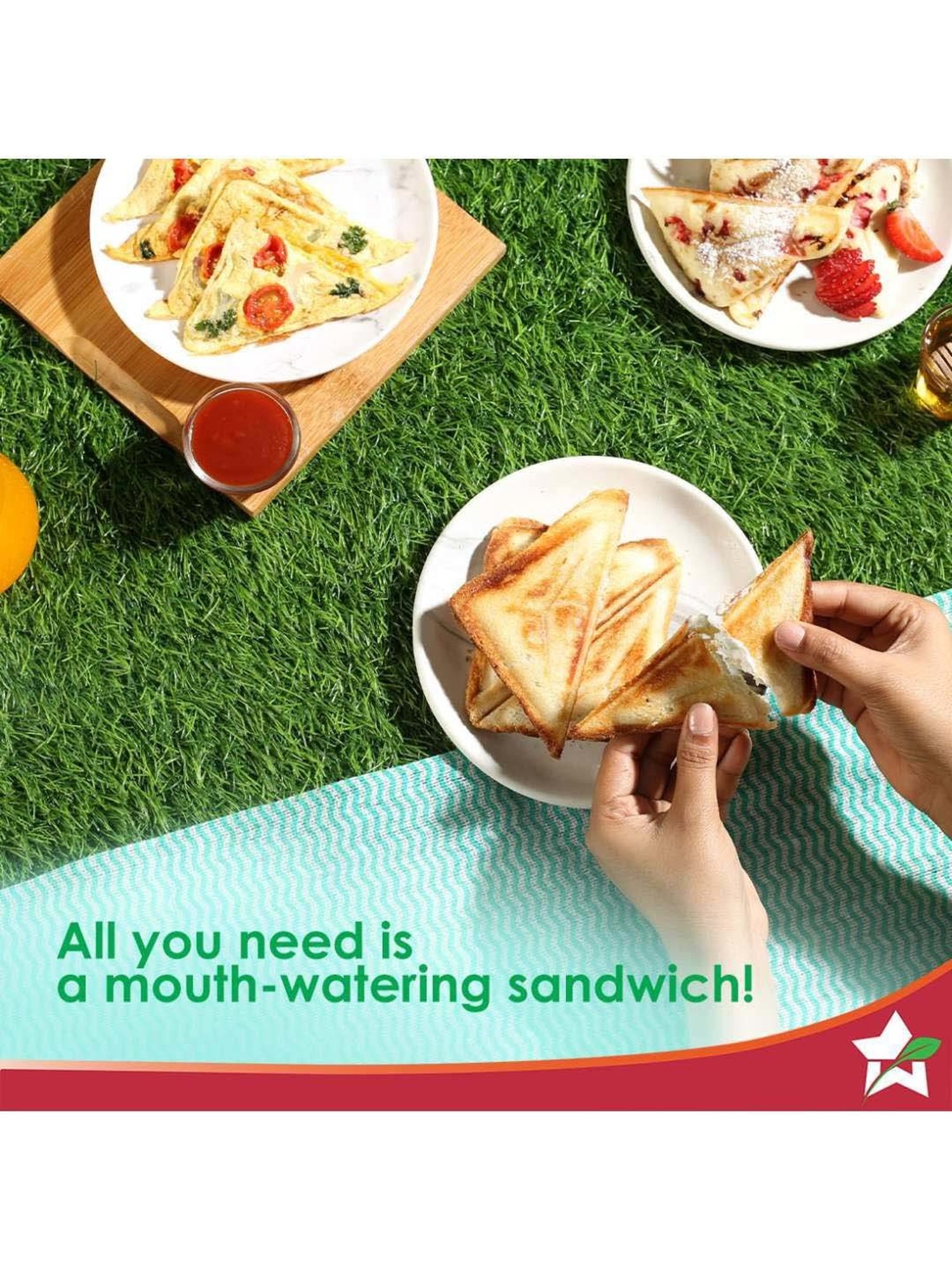 Borosil Sandwich Maker 2000W with Non stick coating (Black)