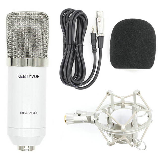 BM700 XLR Microphone Kit Professional Cardioid Studio Condenser Mic for Streaming Podcasting Gaming Vocal Recording