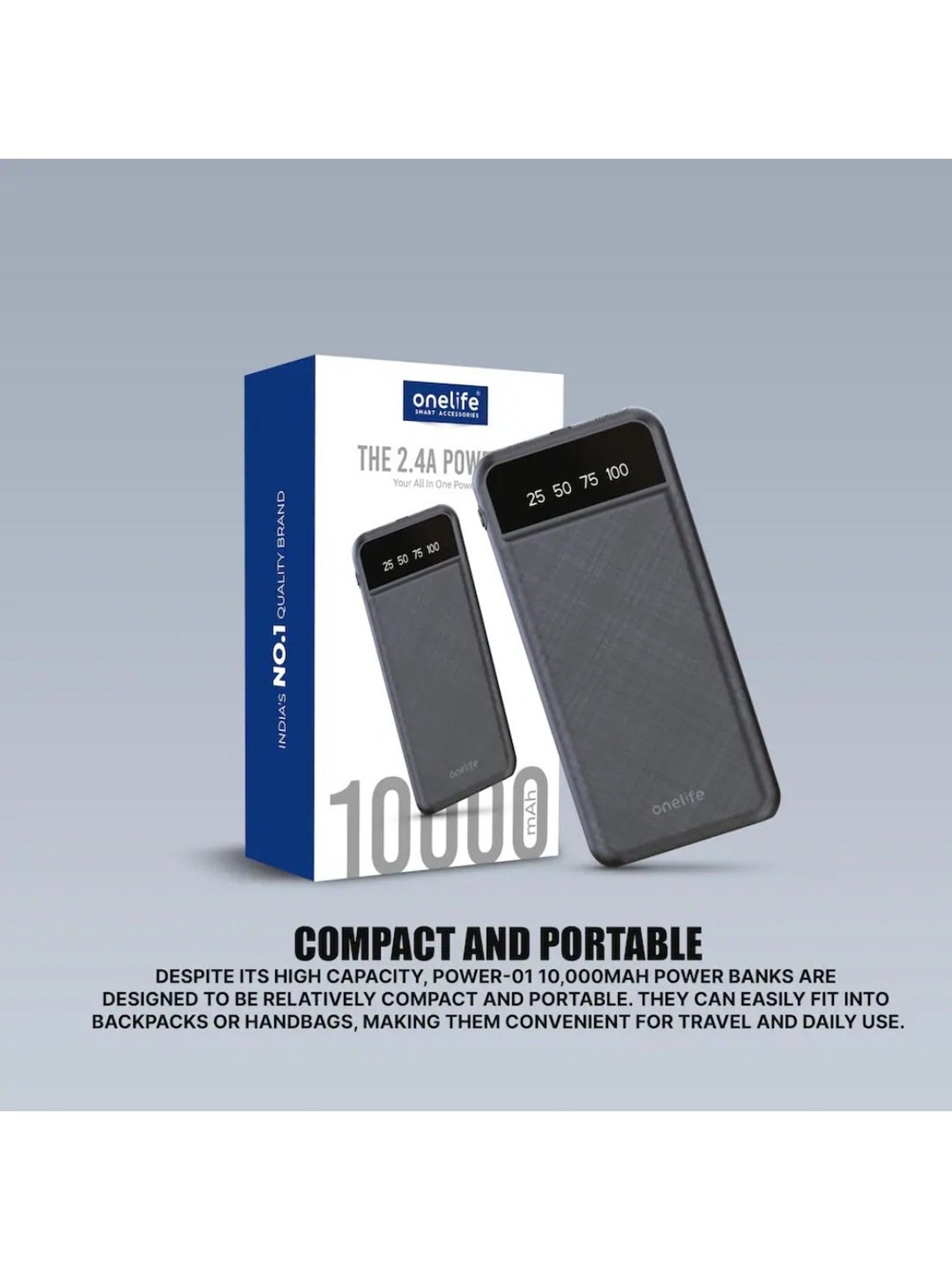 Onelife Power 01 10000 mAh Slim Power Bank (Black)