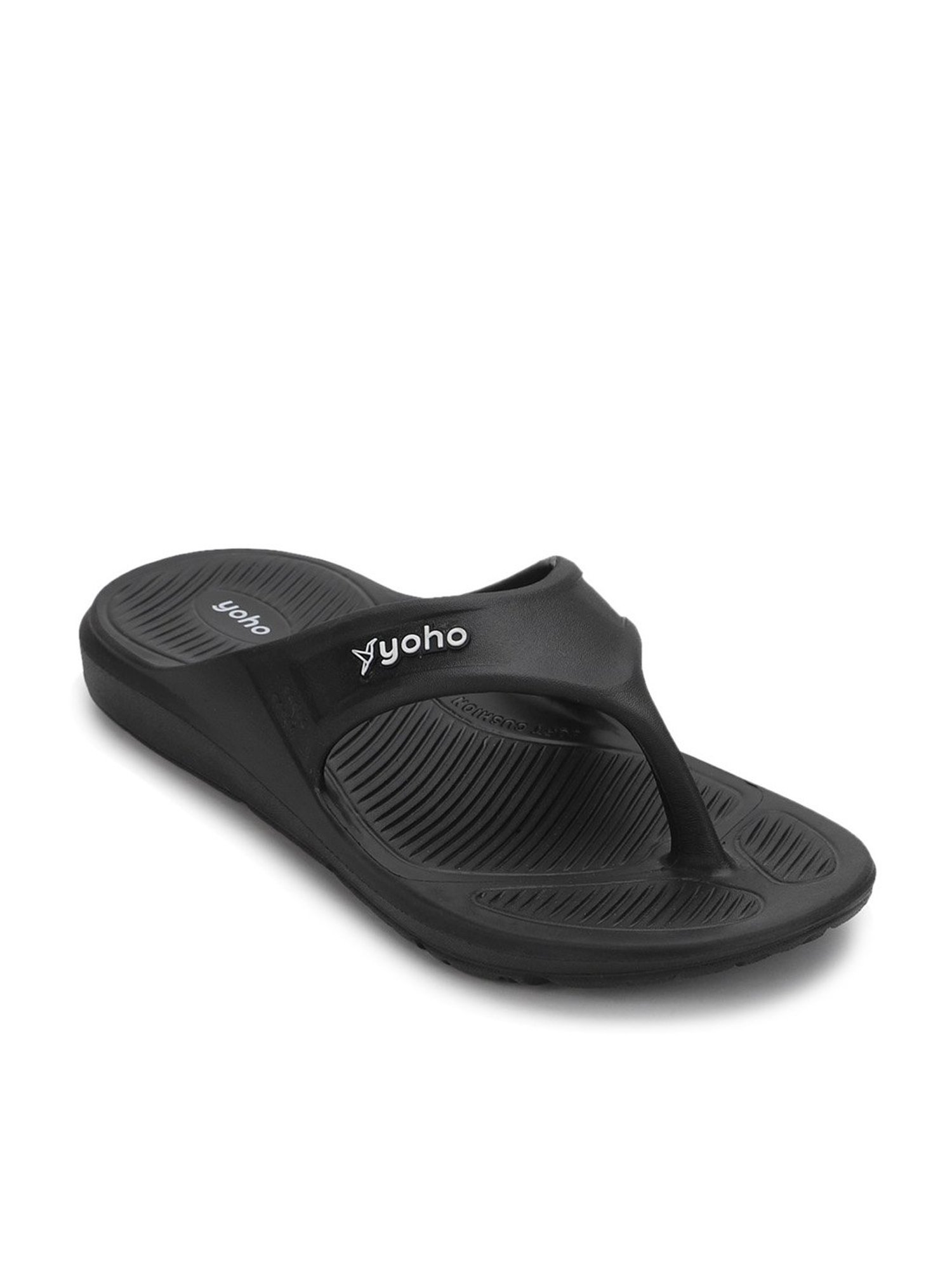 Yoho Men's Accupressure Drizzle Black Flip Flops