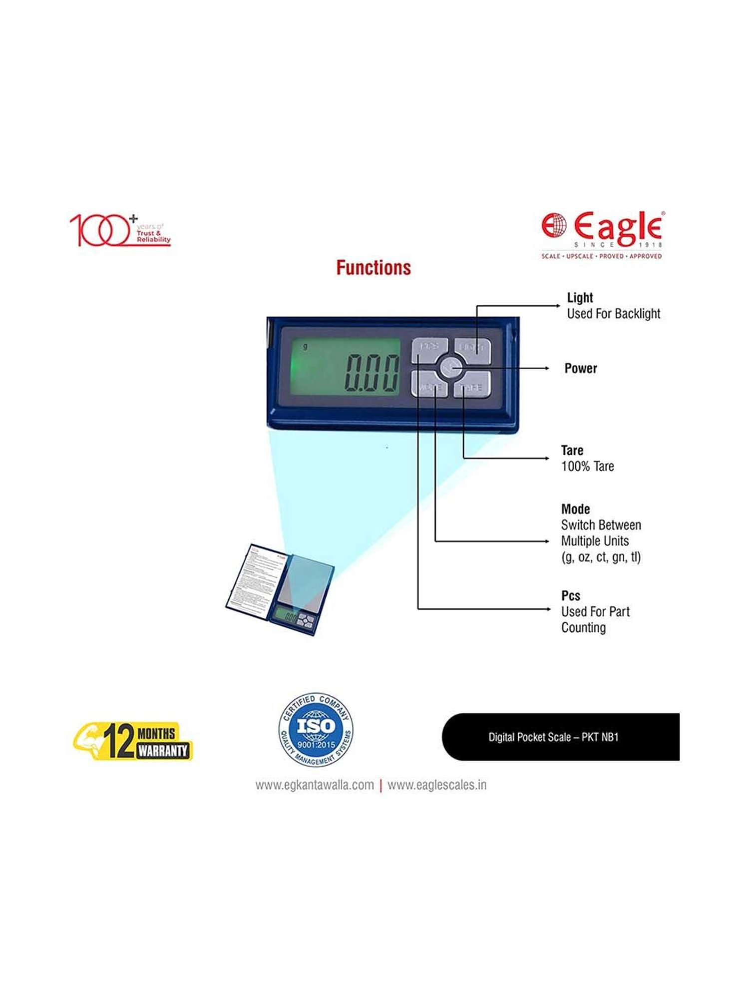 Eagle PKT-NB1 Digital Pocket Scale 600 g Capacity, 0.01g Accuracy,Small Machine, Gold Weight Machine