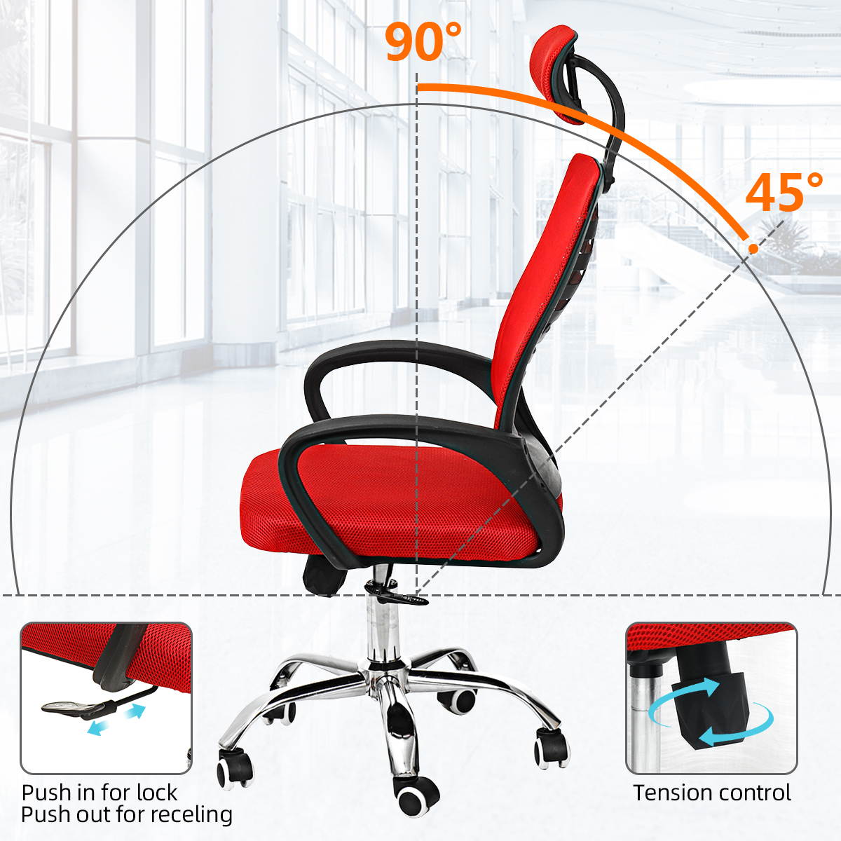 Ergonomic Office Chair Mesh Chair Ergonomic Swivel Mid Back Computer Chair Home Work