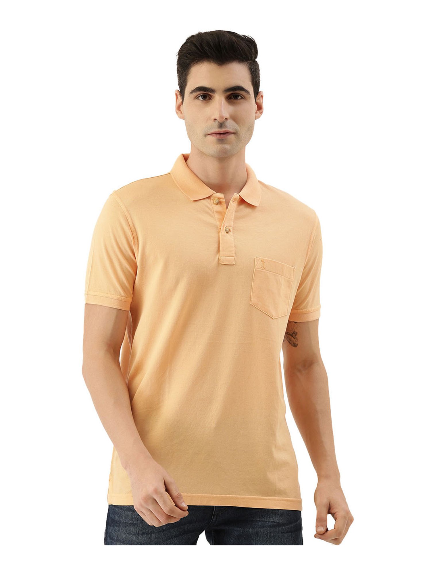 Burnt Umber Peach Cotton Polo T-Shirt