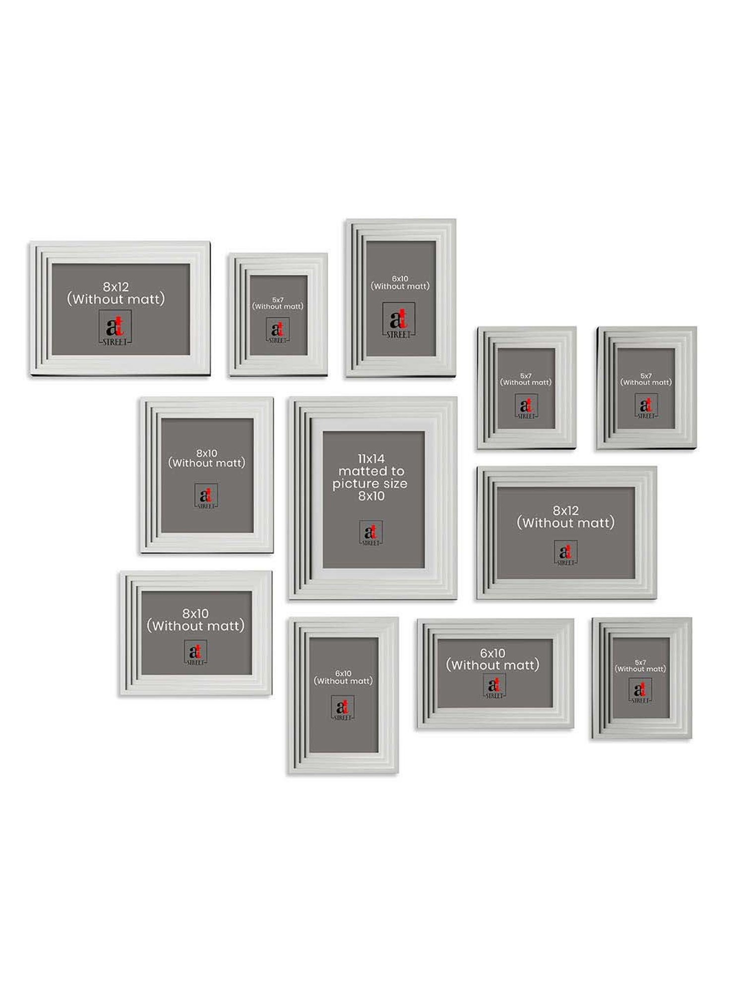 Art Street White Synthetic Idolatry Wall Photo Frame - Set of 12