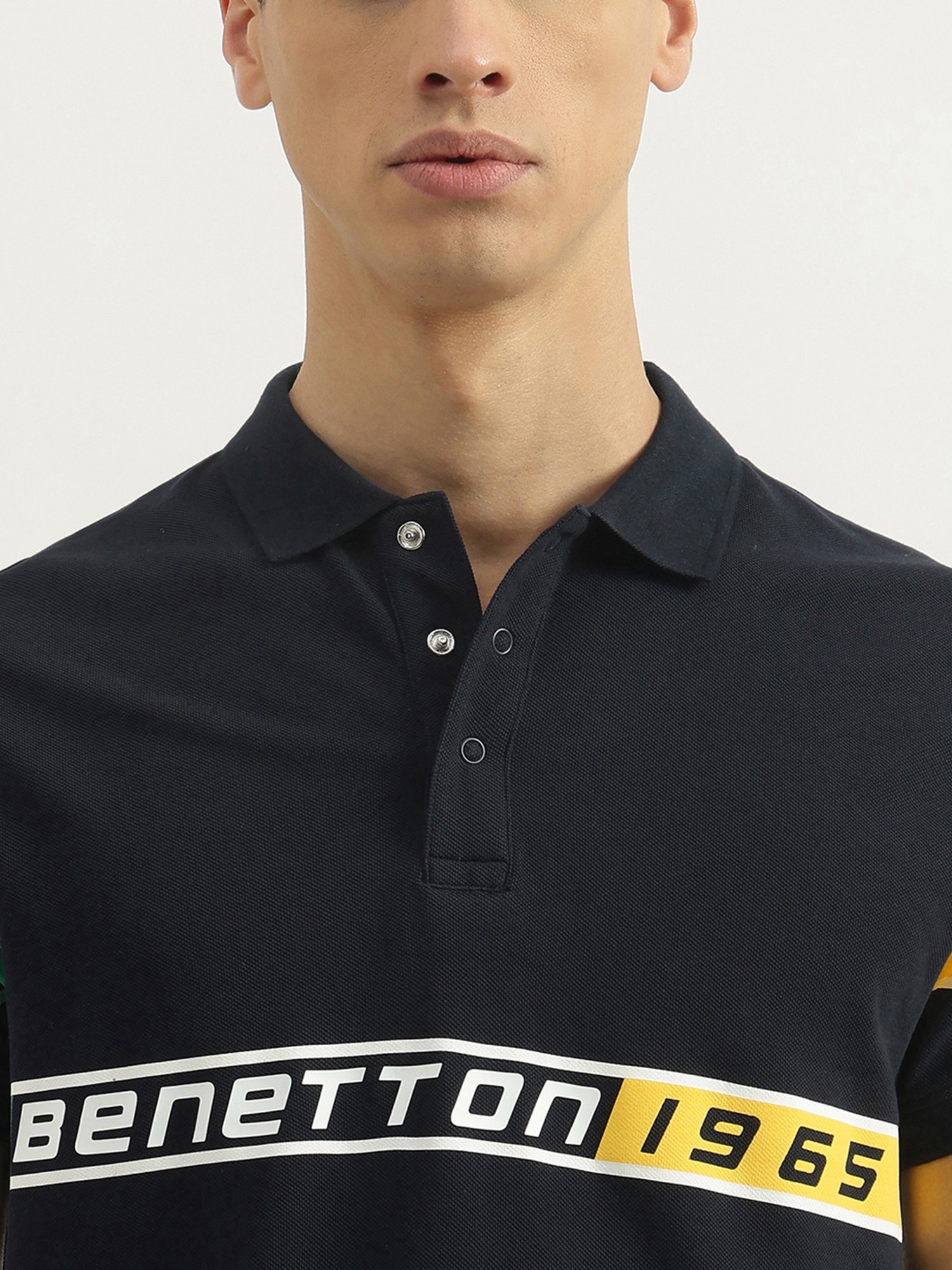 United Colors Of Benetton Blue Pure Cotton Regular Typography T-Shirt