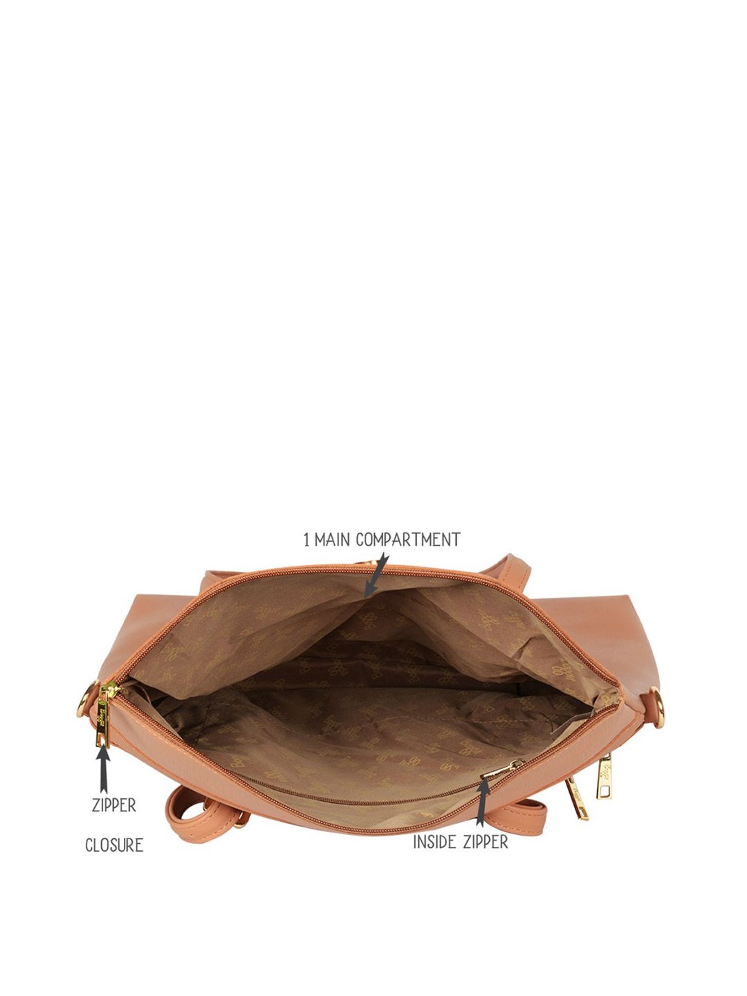 Baggit Brown Textured Medium Tote Handbag