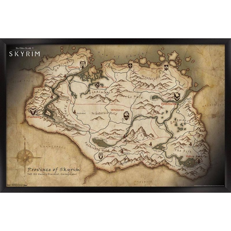 Elder Scrolls V - Map Framed Poster Trends International