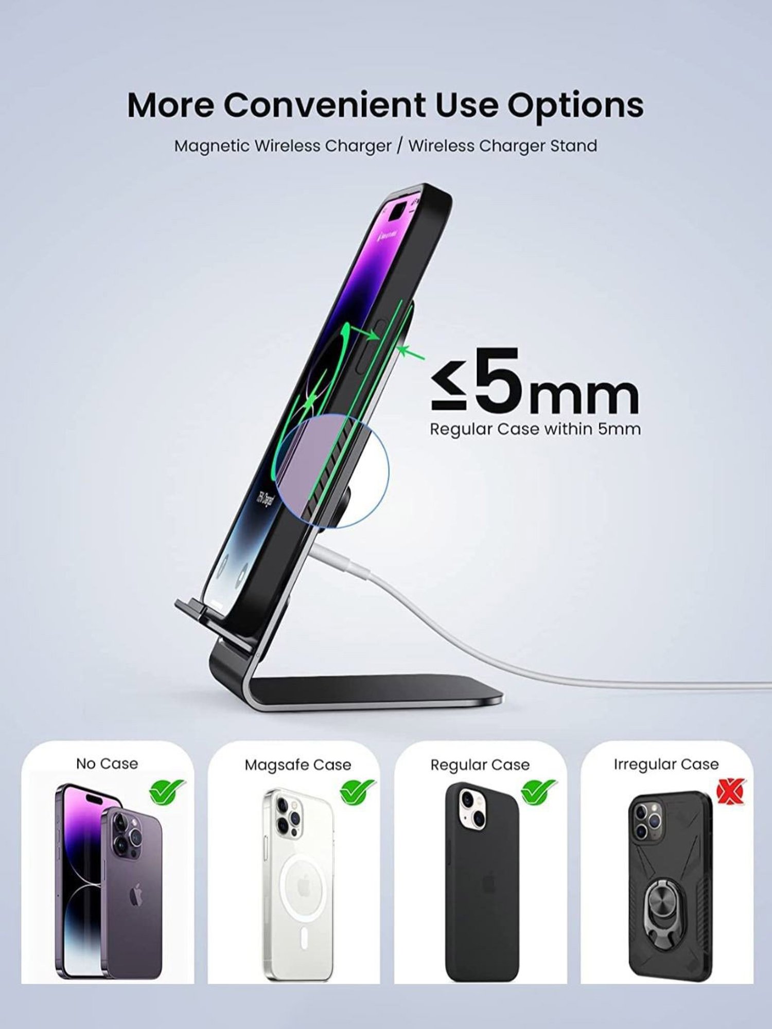 Unigen Audio Unistand Mag Safe Fast Charging Stand 15W Magnetic Charger with QC 18W Adapter (Black)