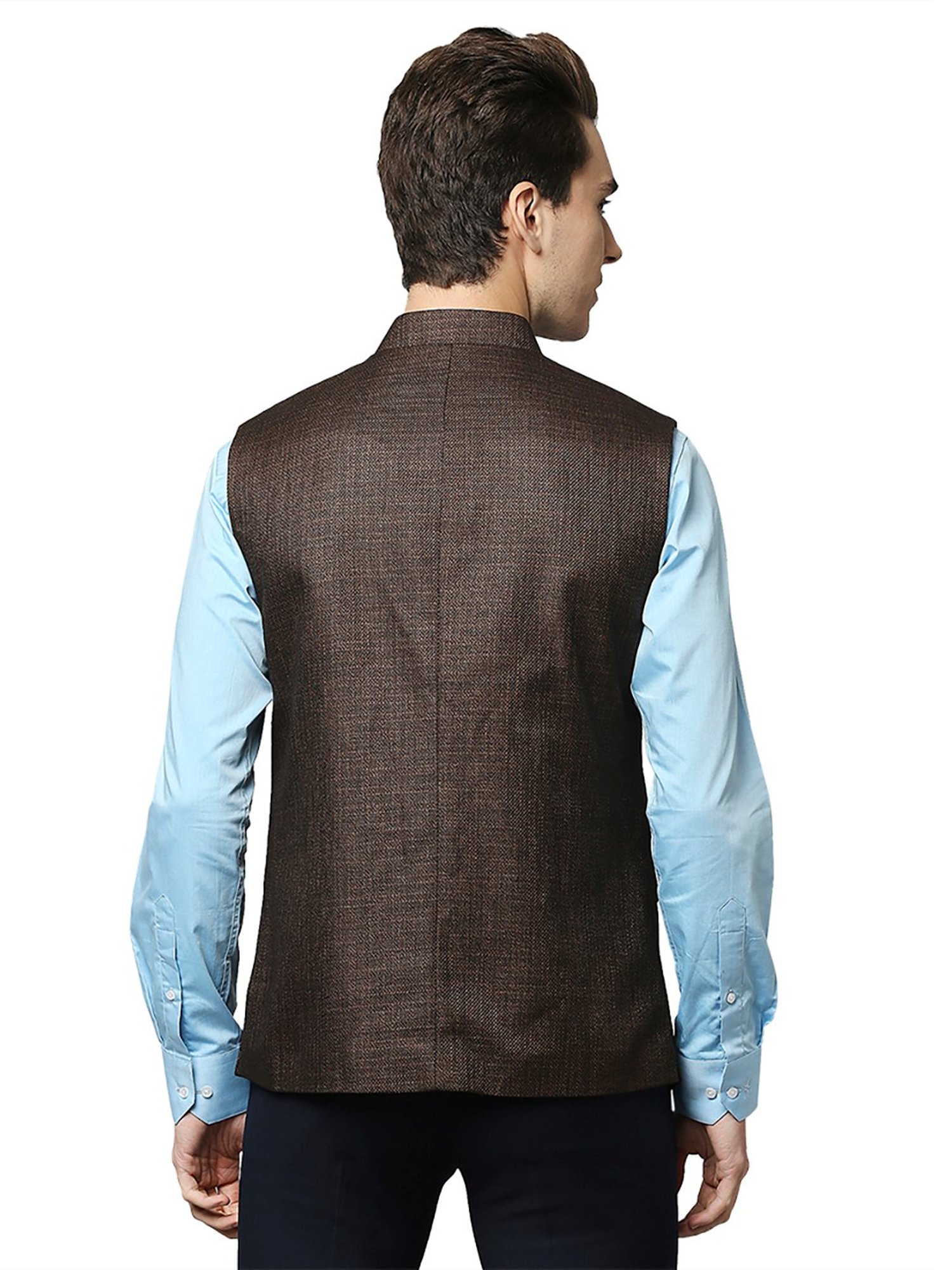 Park Avenue Brown Slim Fit Nehru Jacket
