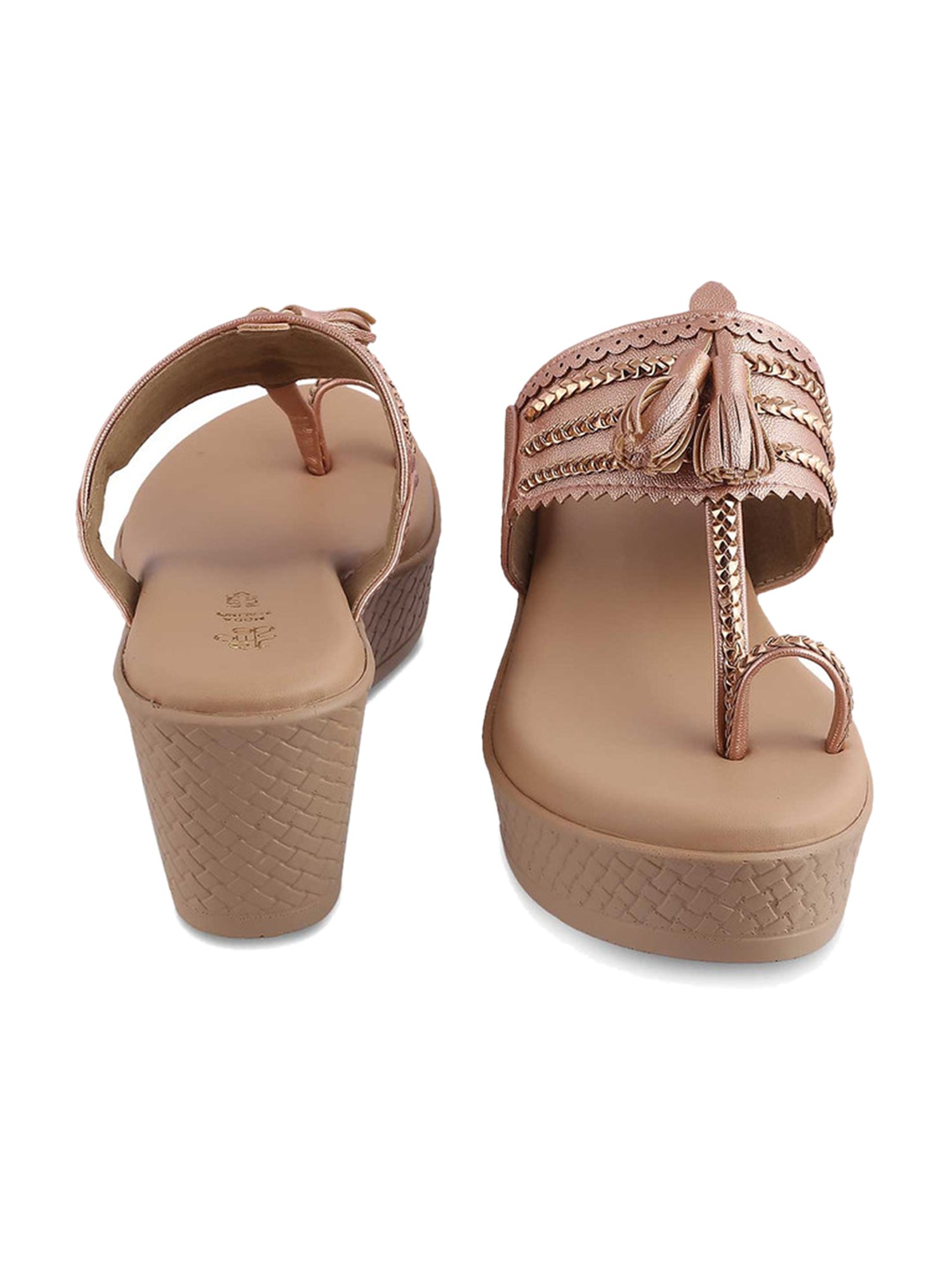 Tresmode Women's Champagne Toe Ring Wedges