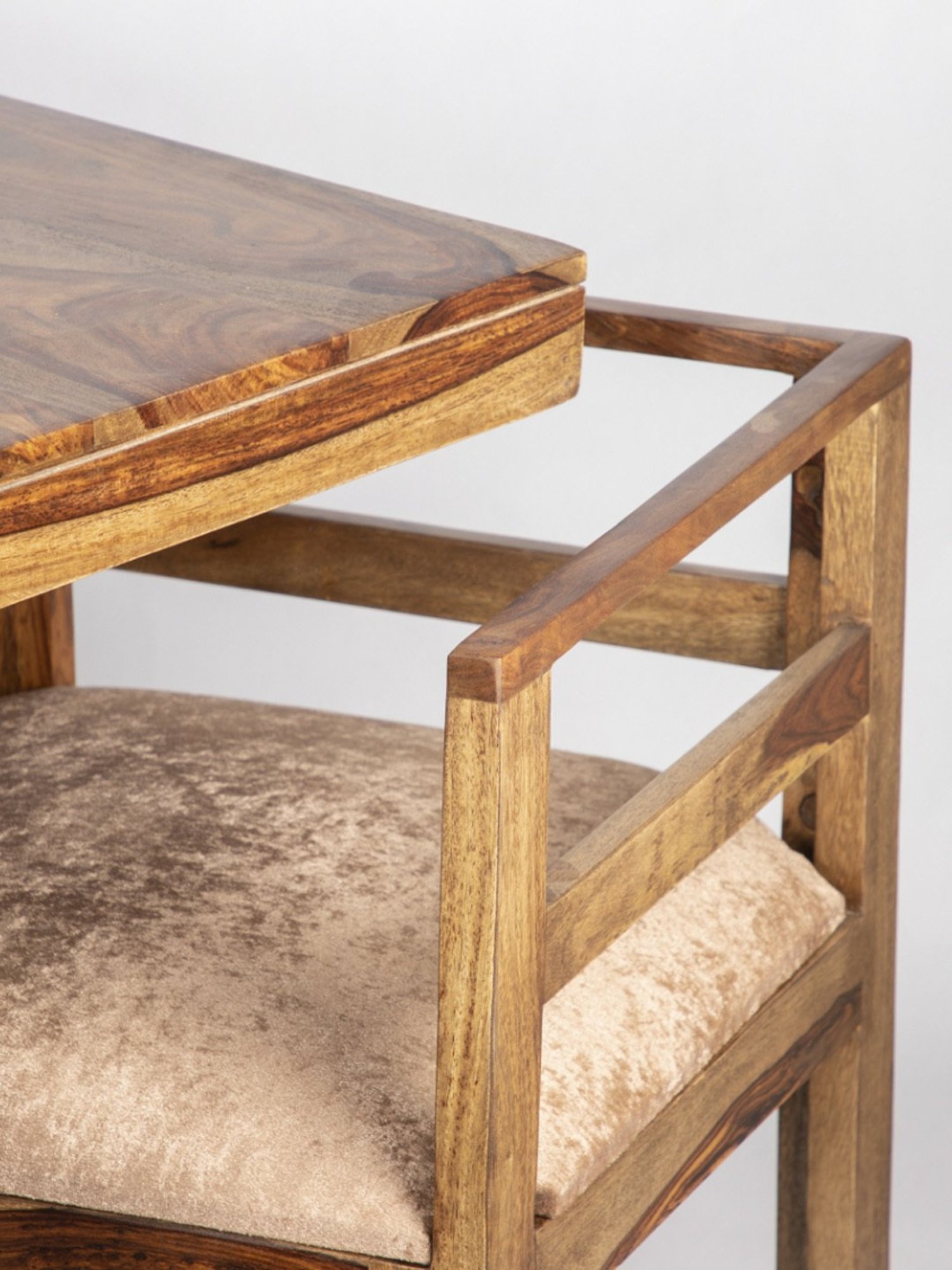 Ikiriya Kingston Solid Brown & Beige Wood 4 Seater Dining Table Set Teak Finish