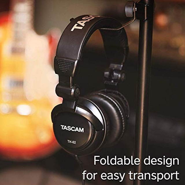 Tascam TH-02 Closed Back Studio Headphones, Black