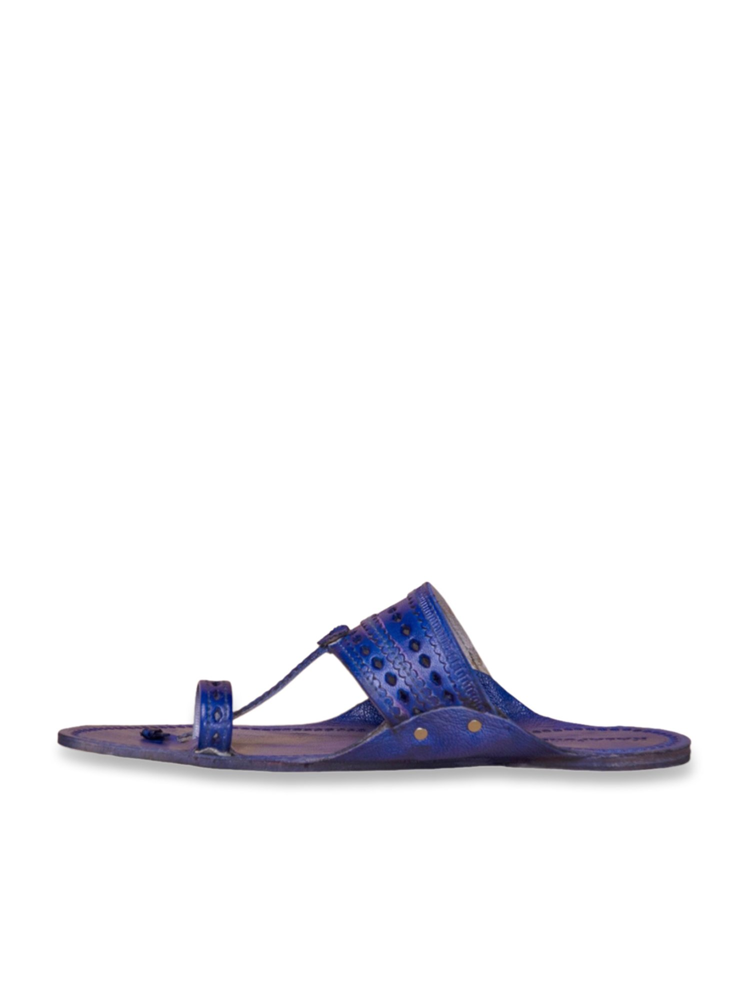 Kalapuri Men's Royal Blue Kolhapuri Sandals