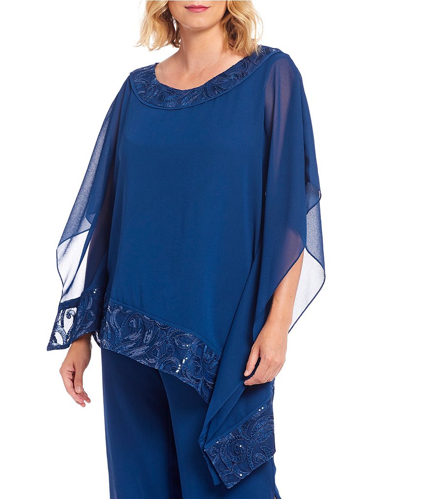 Le Bos Embroidered Trim Two Piece Georgette Pant Set