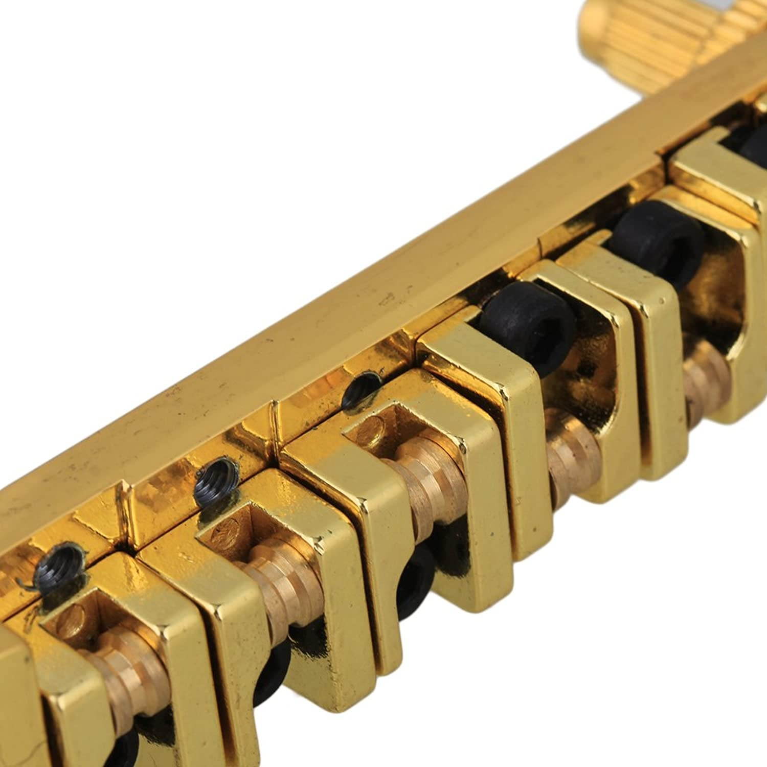 BQLZR Roller Saddle Bridge with Posts and Spanner For Electric Guitar Golden