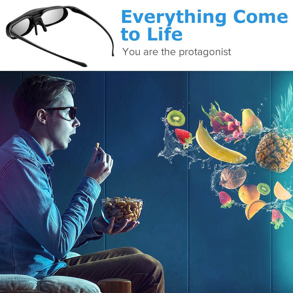 3D Glasses Active Shutter DLP Link clip on compatible with Optoma BenQ Sharp Acer Samsung projector