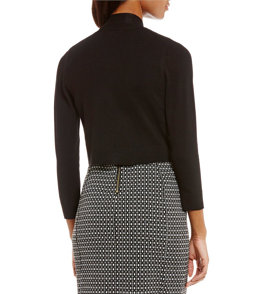 Alex Marie Rosa 3/4 Sleeve Button Front Round Neck Cardigan