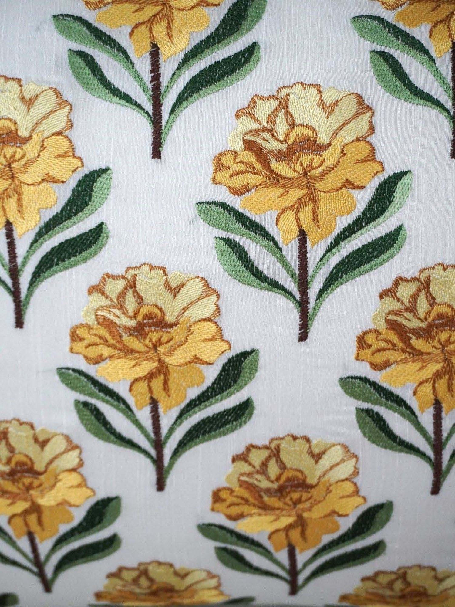 TARA Sparkling Homes Bagh-e-Khaas Beige & Yellow Cotton Cushion Cover - Set of 2