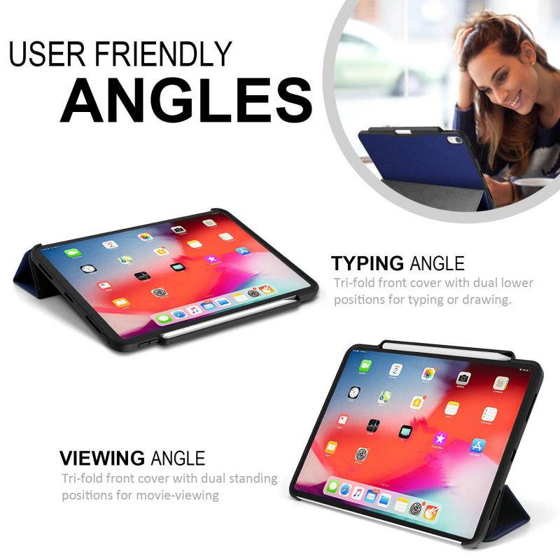 KHOMO iPad Pro 11 Inch Case with Pen Holder - Dual Blue Super Slim Cover - Support Pencil Charging