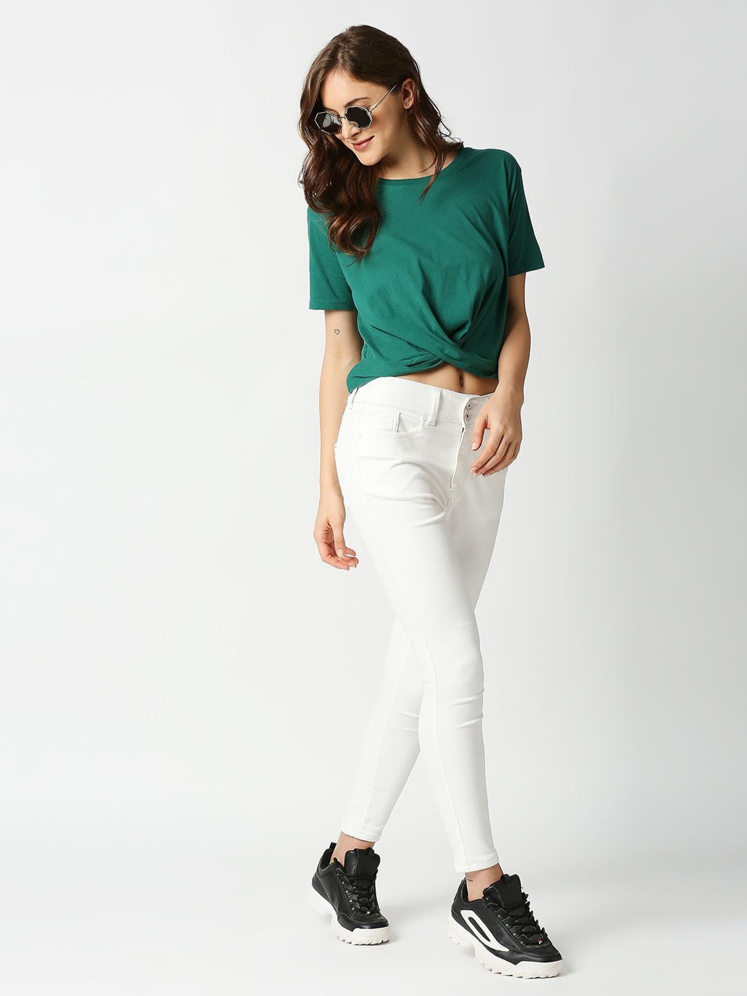 Pepe Jeans Green Regular Fit Crop Top