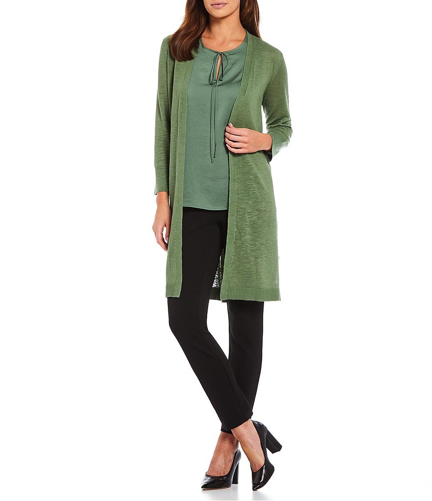 Kasper 3/4 Sleeve Linen Blend Duster