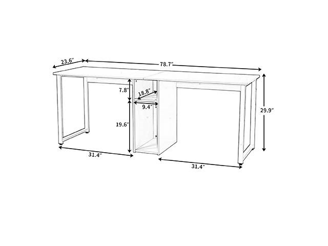 Home Office Game Table Computer Desk, Gaming Desk Table 2-Person Desk, Large Double Workstation Desk, Writing Desk with Storage,Black,GT57