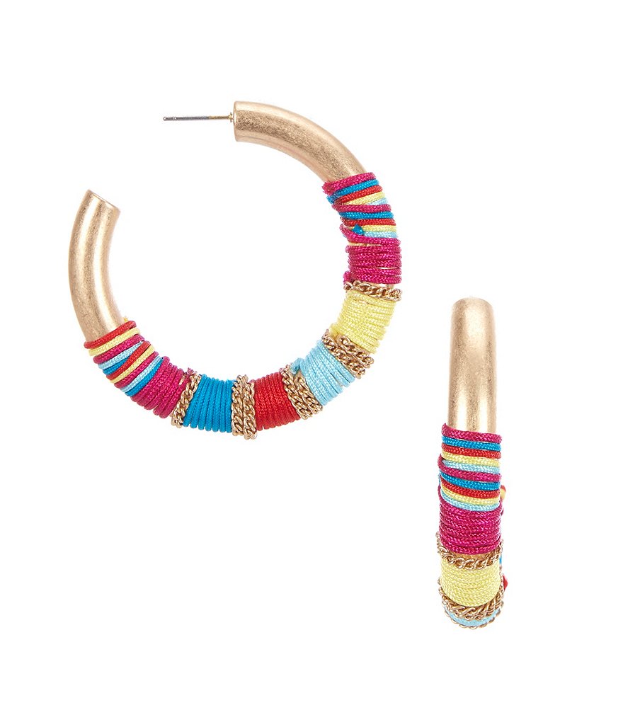 Southern Living Mixed Media Wrapped Hoop Earrings