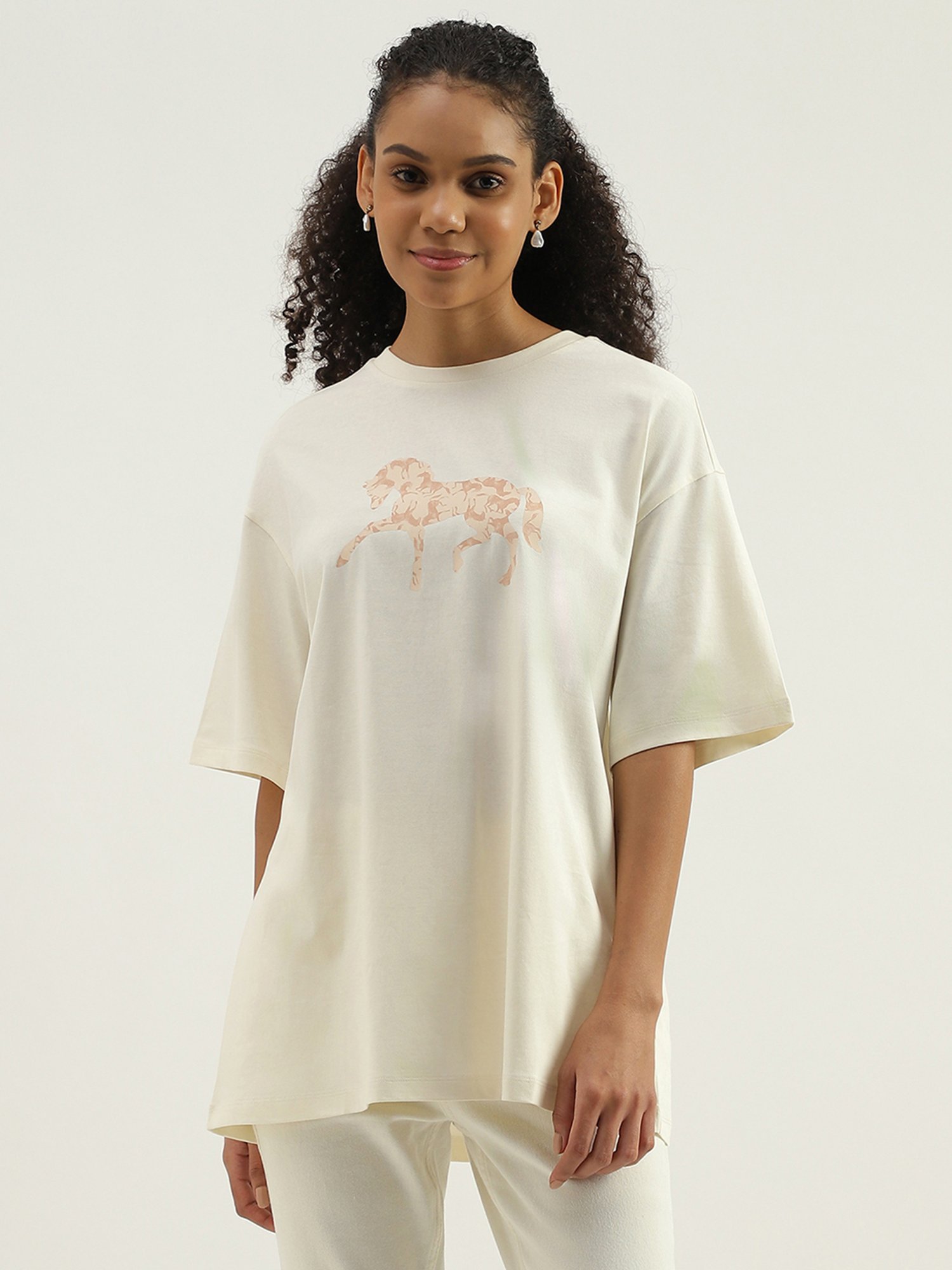 United Colors of Benetton White Cotton Printed T-Shirt