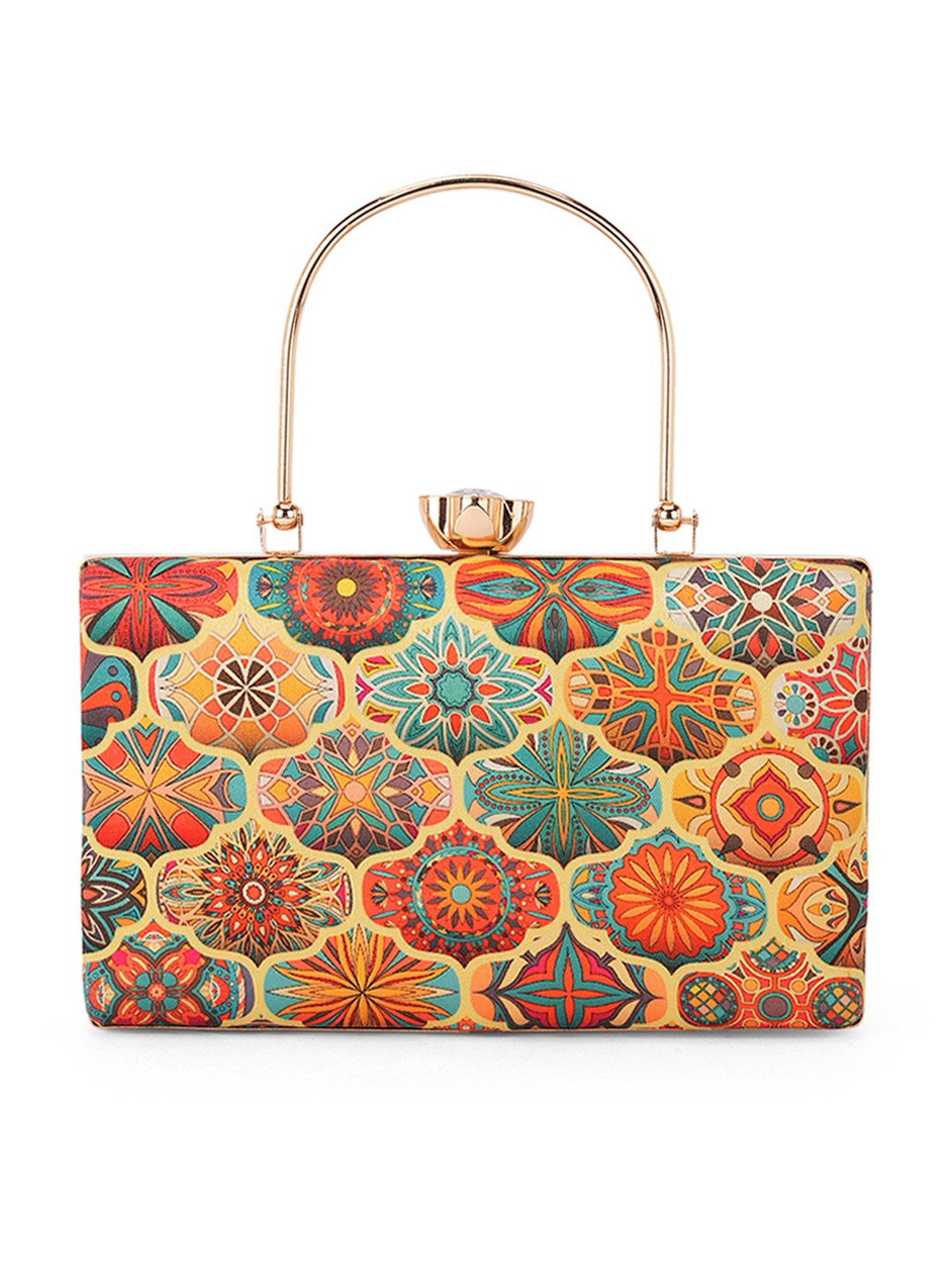 Glo By Globus Multi Ethnic Motifs Printed Party Small Clutch