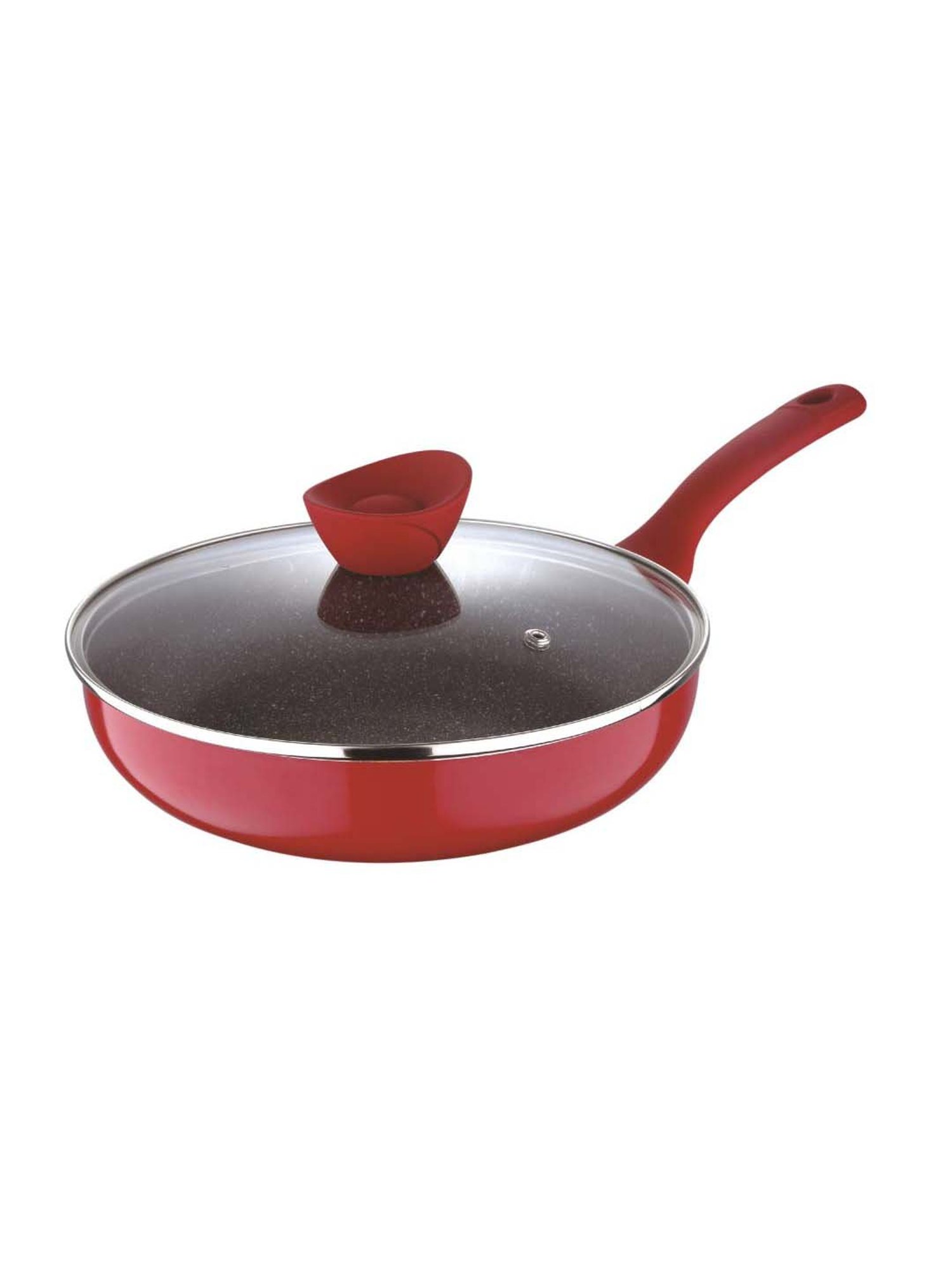 Bergner Bellini Plus Red Pressed Aluminium 24 cm Diameter Fry Pan With Lid (1.8 L) - Set of 1