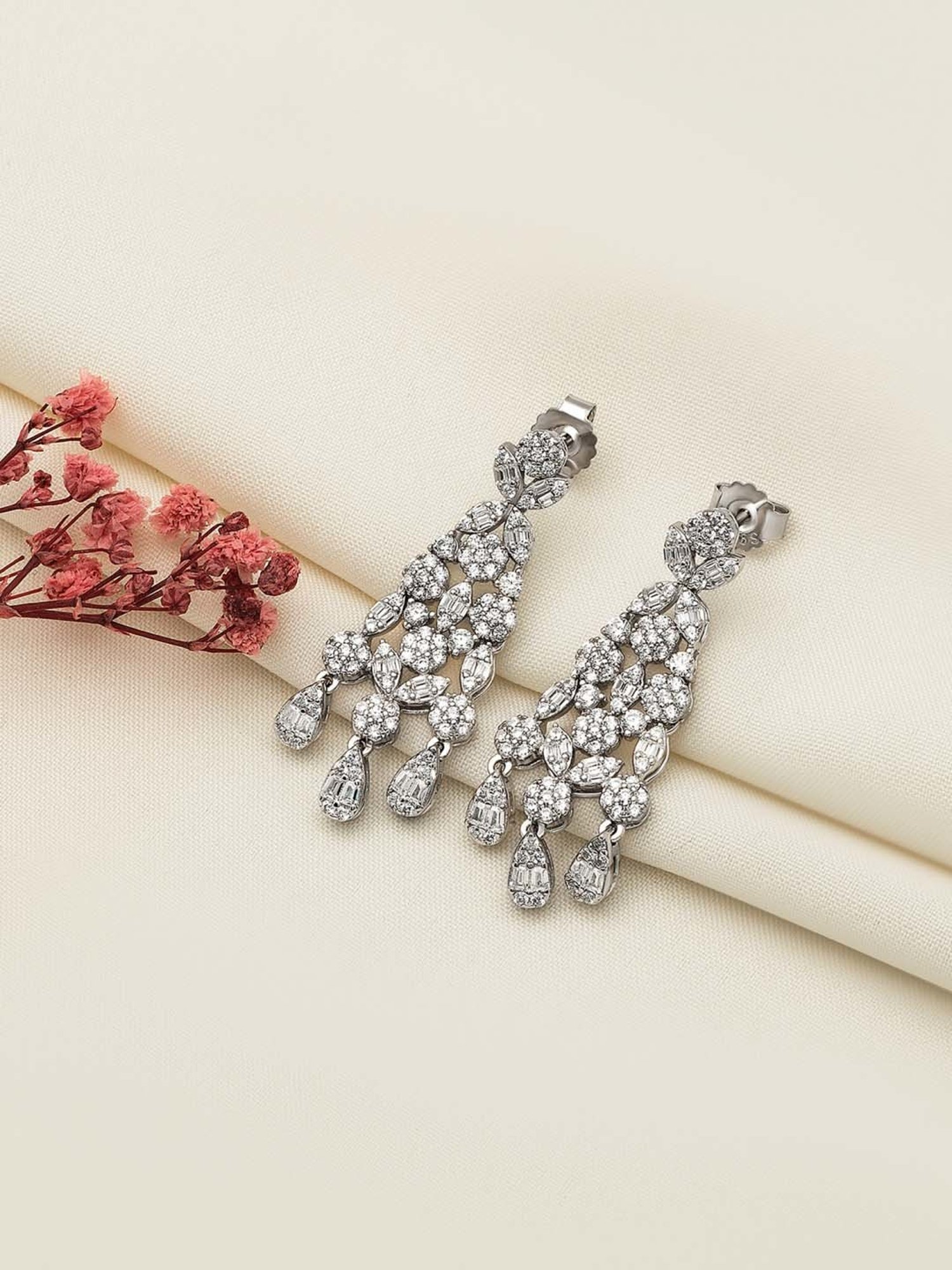 Silberry 925 Sterling Silver Cascade Dangler Earrings for Women