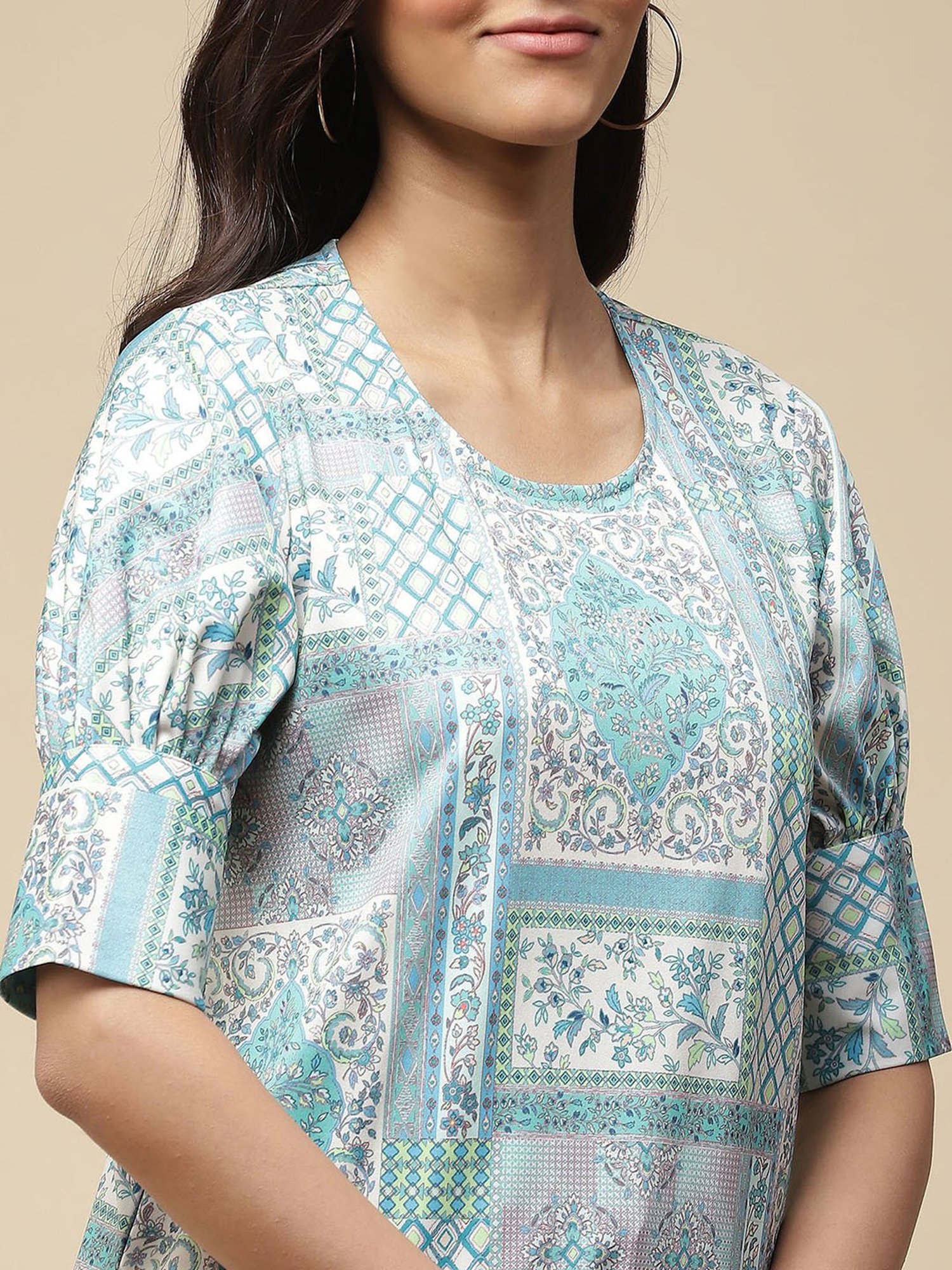 aarke Ritu Kumar Light Blue Printed Top