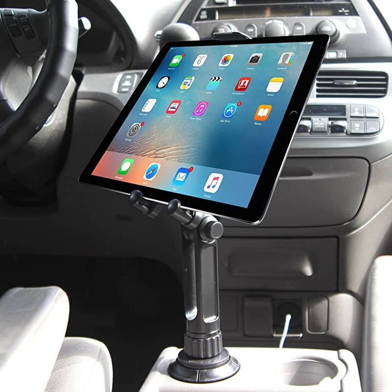 Universal 360 Adjustable Cup Holder Tablet Automobile Mount Cradle Compatible with Apple IPad Pro 129 Air 2019 IPad Mini 4 Samsung Galaxy Tab S6 S4 S5e A 80 101 Surface Go Pro 6 Fire HD 10