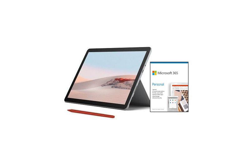 Microsoft Surface Go 2 VALUE BUNDLE 10.5" Intel Pentium Gold 8GB RAM 128GB SSD Platinum + Surface Pen PoppyRed +Microsoft 365 Personal 1 Yr For 1 User