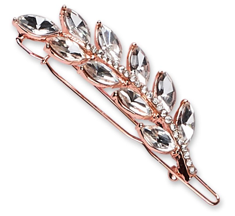 Sincerely Jules by Scünci Crystal Leaf Jeanwire Barrette  - 6cm