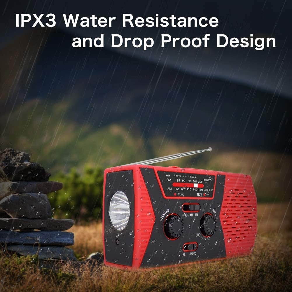 [Premium Version] RegeMoudal Emergency Solar Hand Crank Radio, NOAA Weather Radio for Emergency with AM/FM, LED Flashlight, Reading Lamp, 2000mAh Power Bank and SOS Alarm