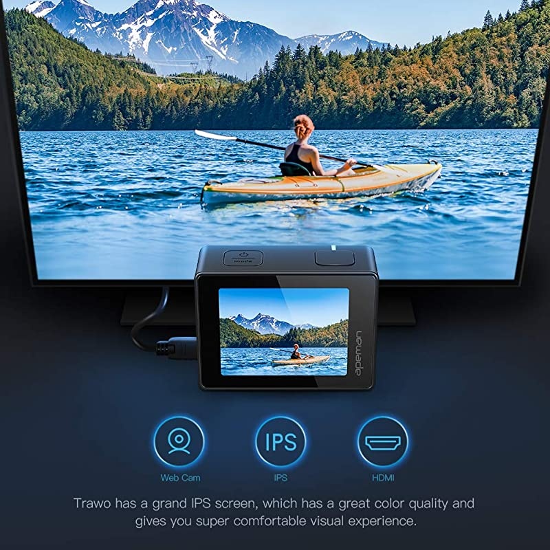 A100 Action Camera 4K 50fps Touchscreen Ultra HD 20MP WiFi Sports Underwater Waterproof 40M Camcorder cam with EIS Remote Control Dual 1350 mAh Batteries and Mounting Accessories Kit